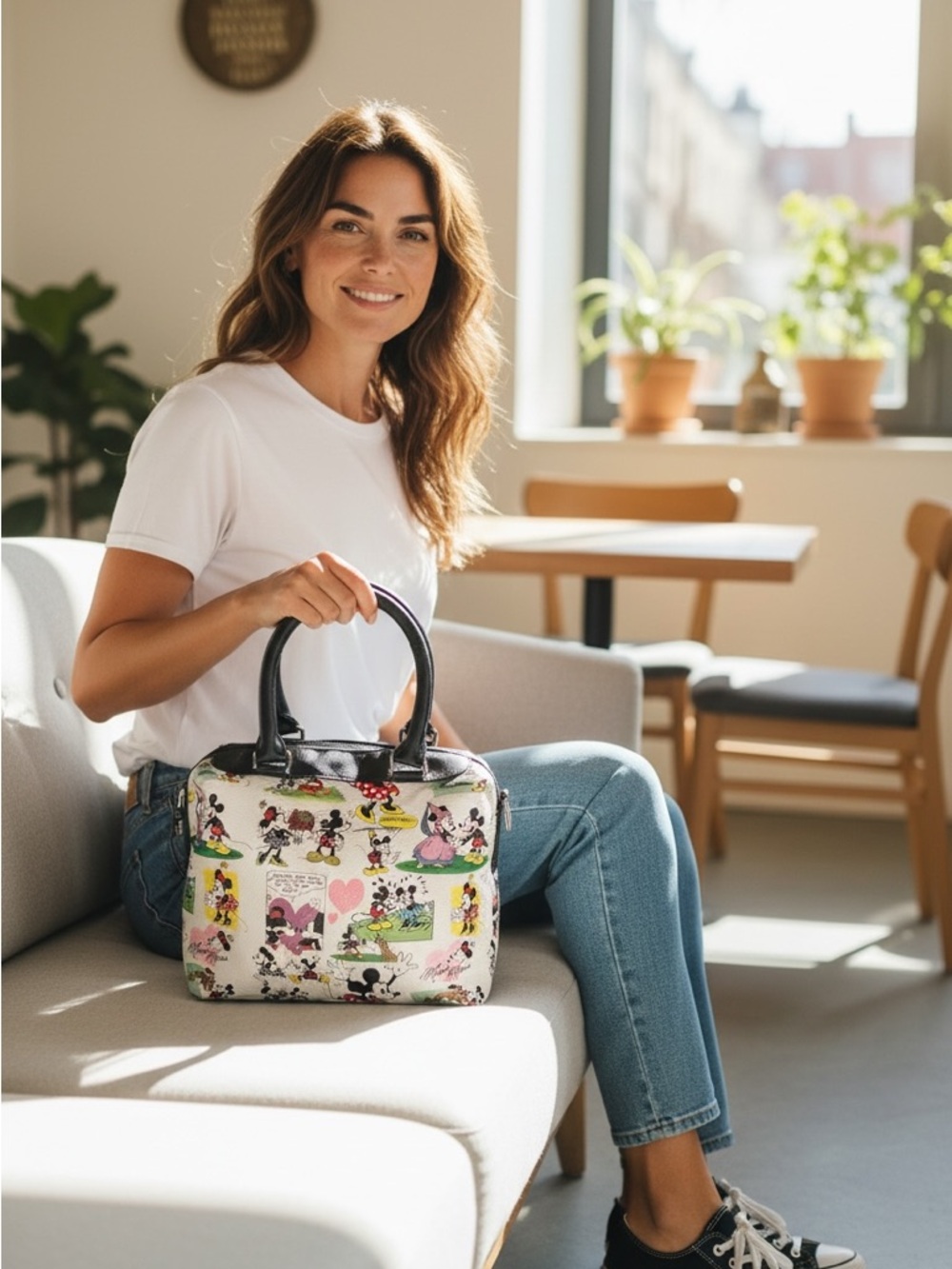 Disney Parks Mickey and Minnie Comic Print Satchel Handbag - NWOT - Picture 4 of 7